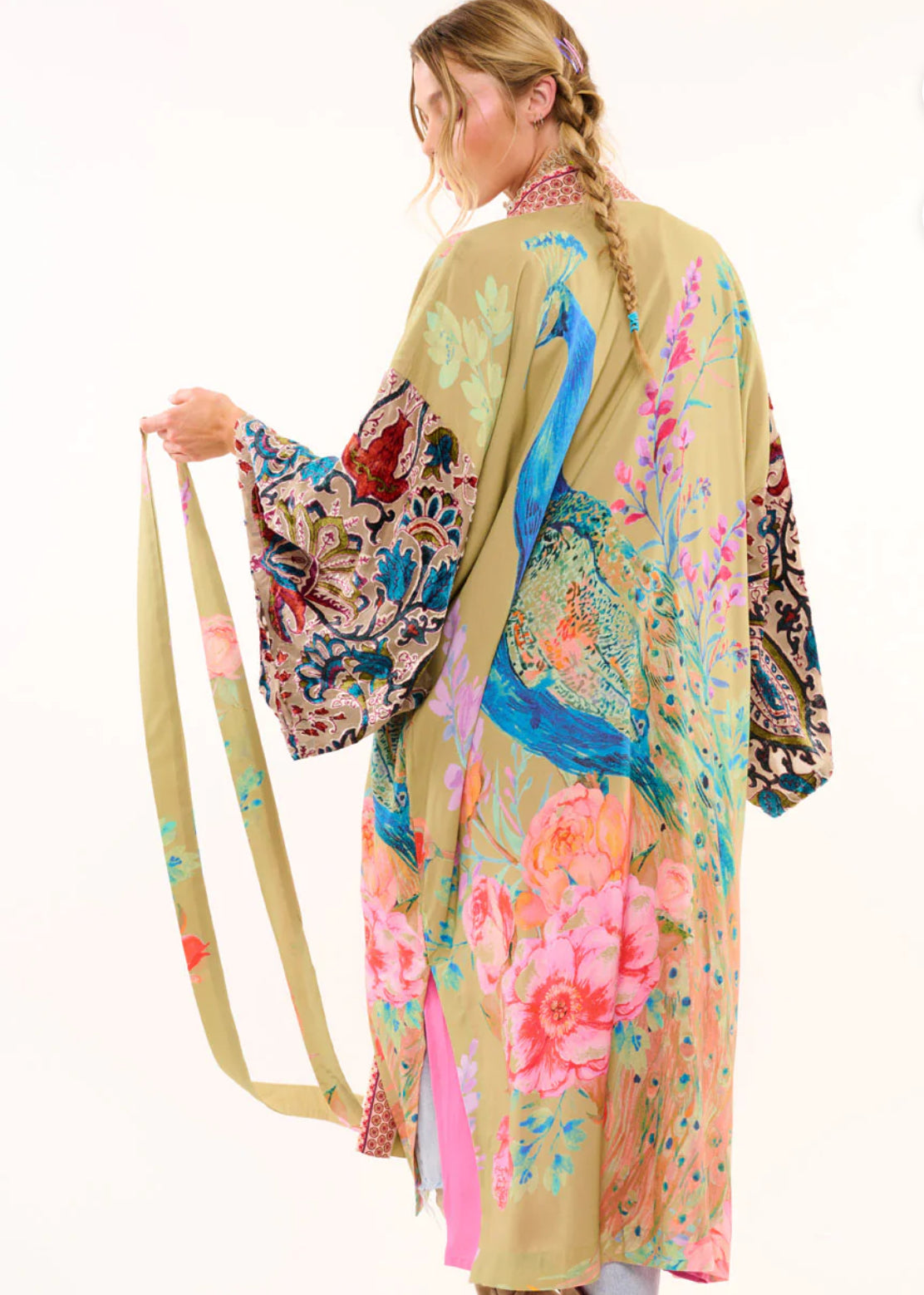 Olive Peacock Kimono
